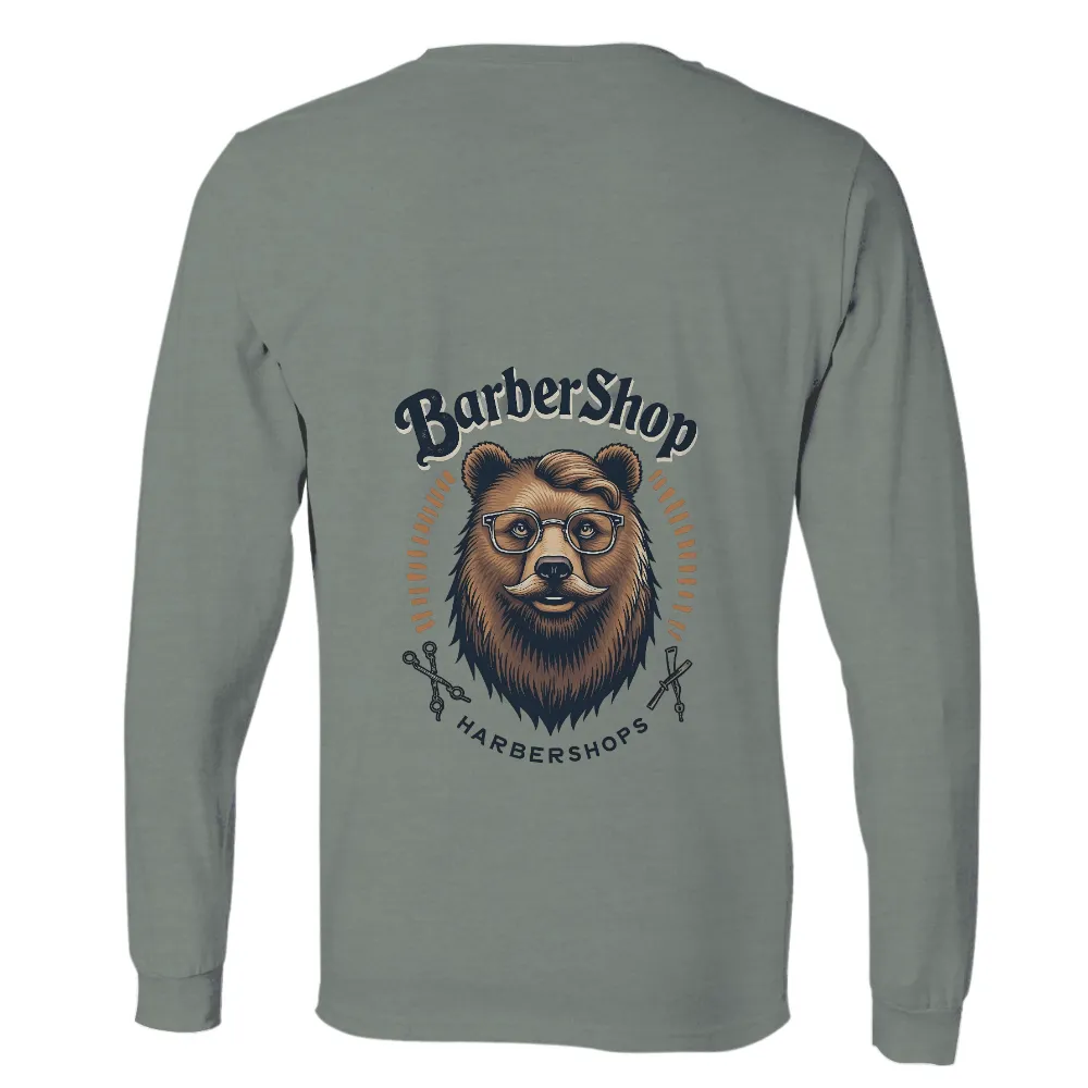 Tee Shirts Printed: Boris the Barber Bear - Vintage & Retro Tees| bear with mustache and glasses