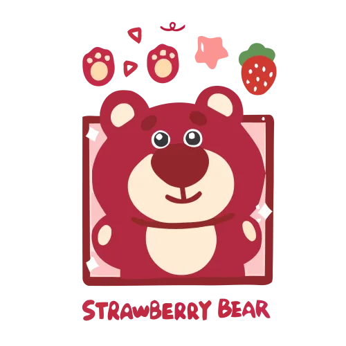 Custom Tee Shirts: Strawberry Bear - Whimsical Joy