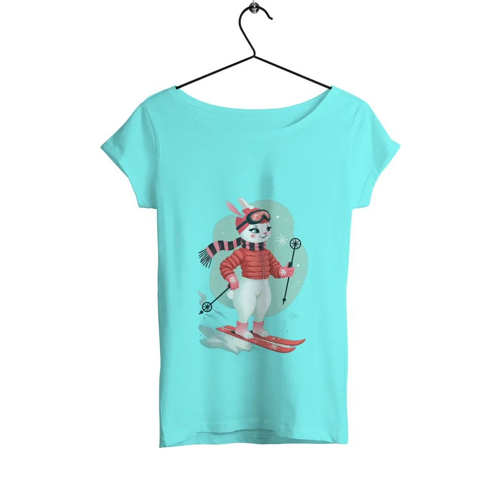 Tee Shirt Printing: Ski Bunny Adventure | Winter Sports Tee| Striped scarf