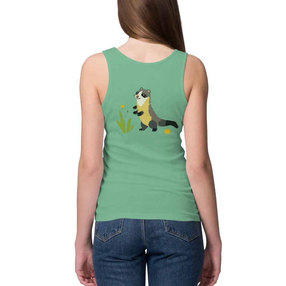 Shirts Graphic Tees: Whimsical Ferret and Flower Design|cute black t shirt roblox