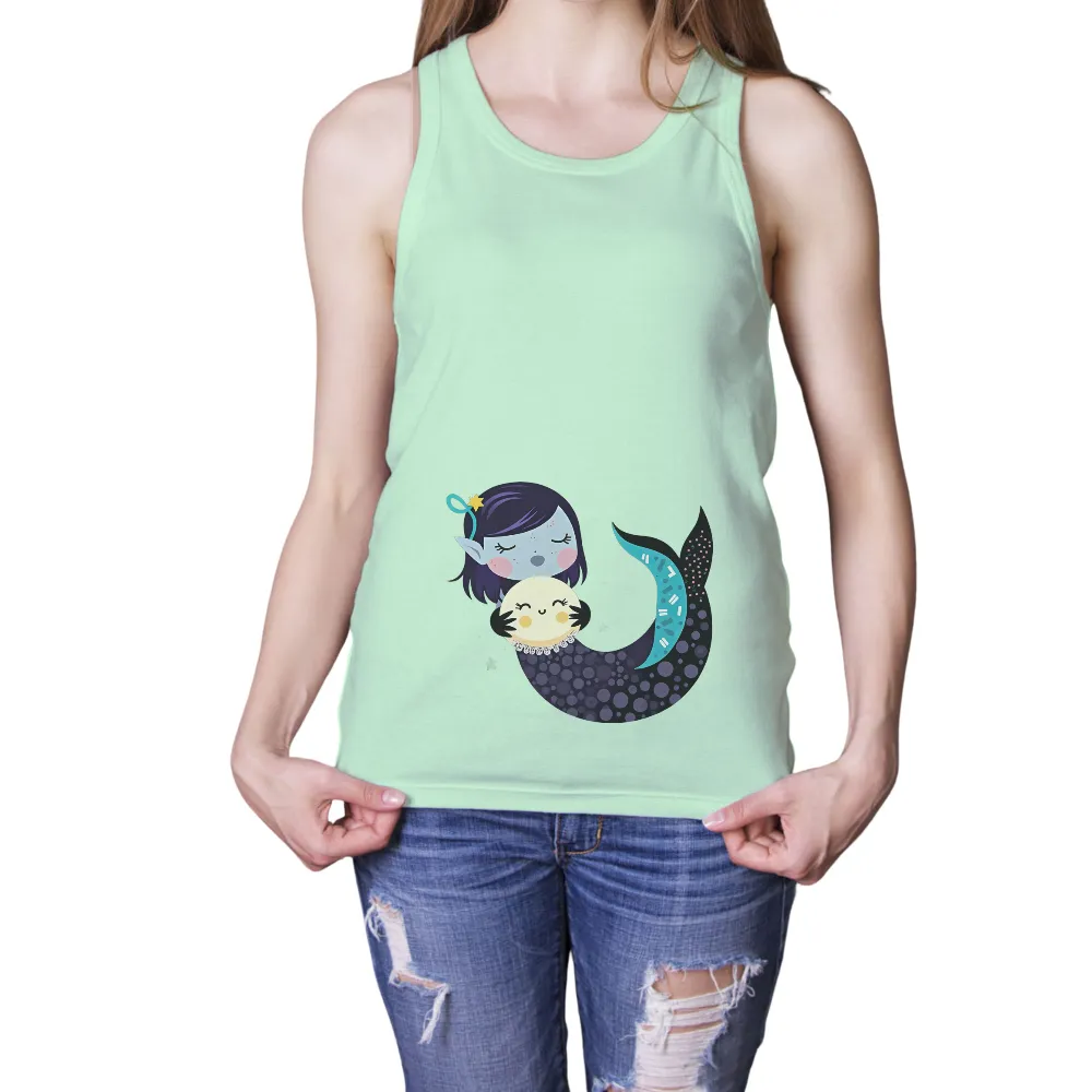 T-Shirts Design: Mermaid Luna Embracing the Moon|hockey last night