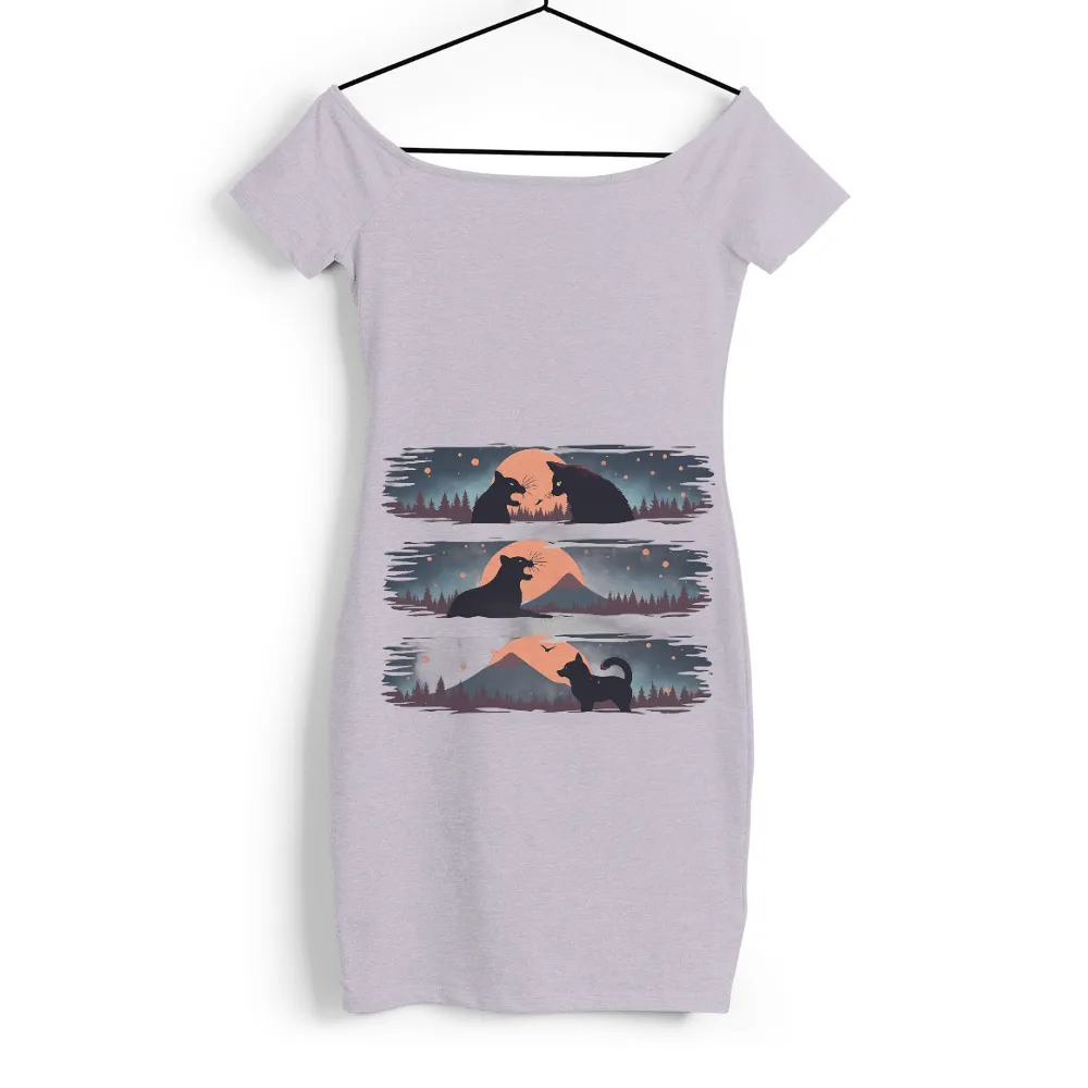 T-Shirts Pattern: Cats Under the Moonlight - Artistic Design|eternia battle cats t shirt