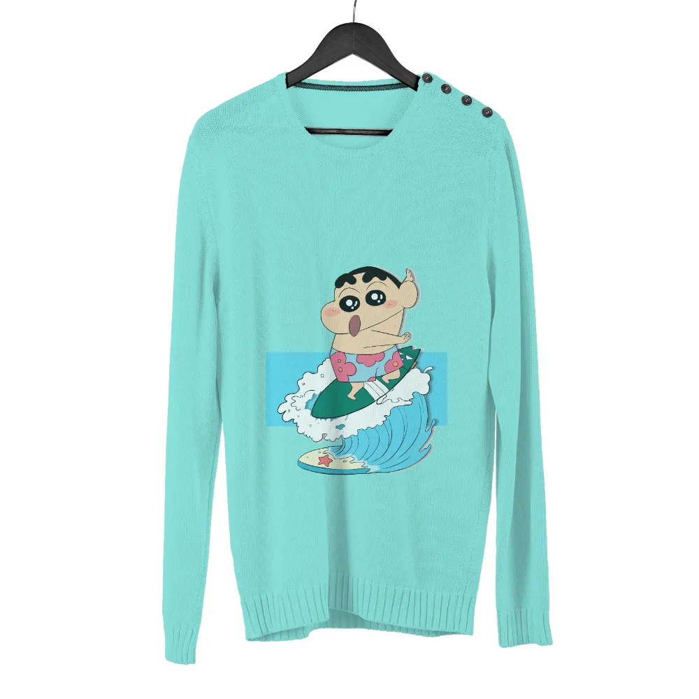 Custom Tee Shirts: Shin-chan's Summer Surf Adventure|long sleeve summer riding shirts