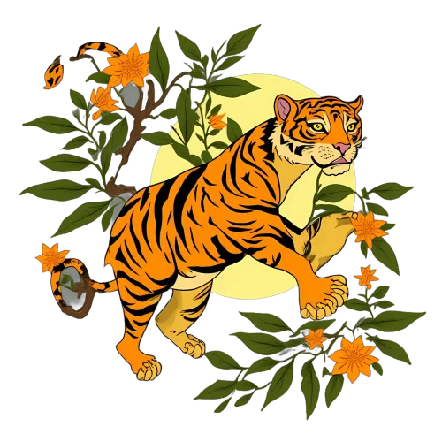 Shirts Graphic Tees: Tiger Moon - Courage and Serenity