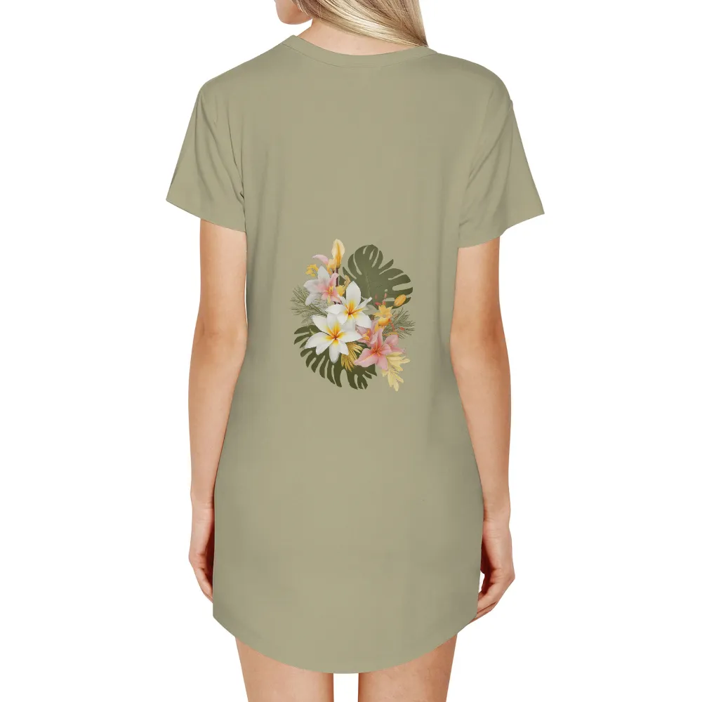 TShirt Design: Tropical Elegance with Plumeria and Lilies|roblox elegant t shirt