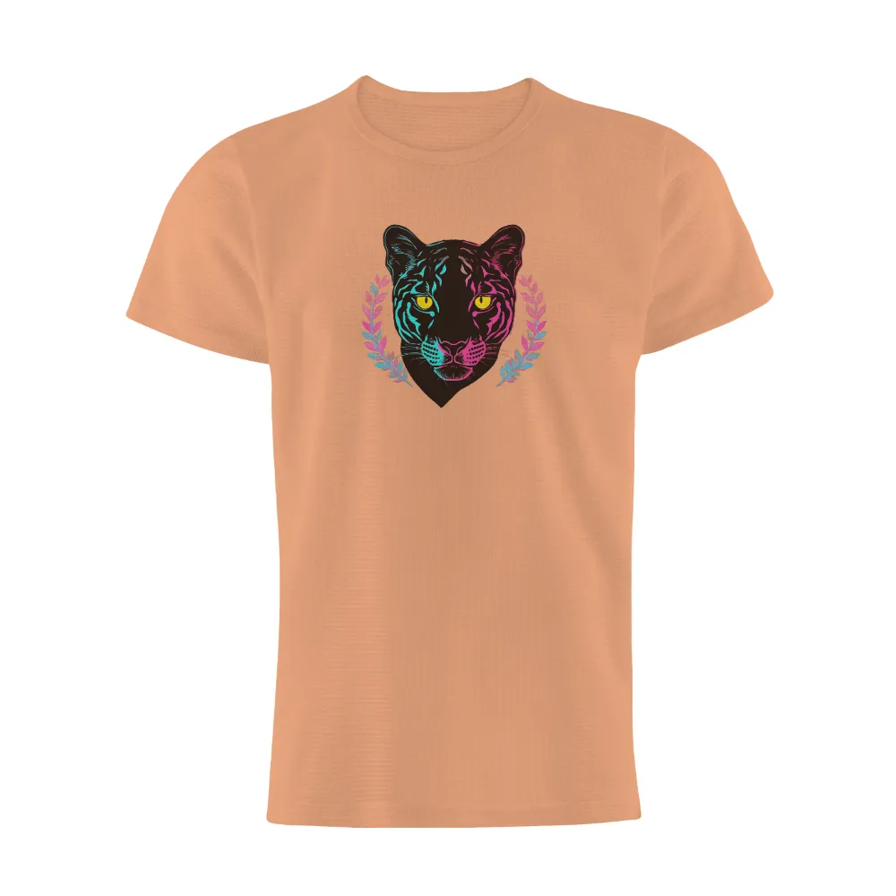 Custom Tee Shirts: Vibrant Tiger Face in Neon Urban Style|the neon demon t shirt