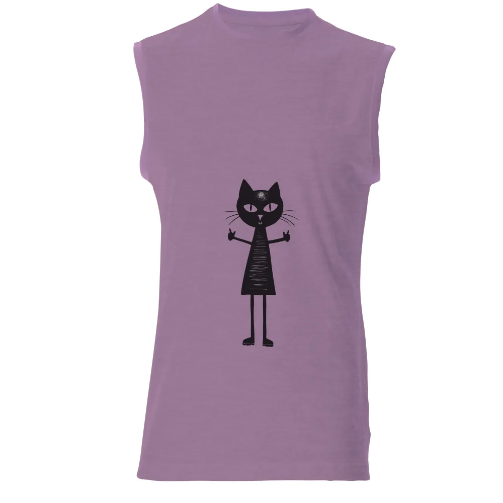 Customized Tee Shirts: Cyberpunk Cat Character with Glowing Symbol| mysterious aura