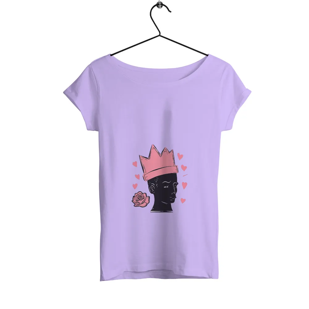 Graphic Tees: Embrace Your Inner Queen with Pink Crown and Hearts|august queen t shirt