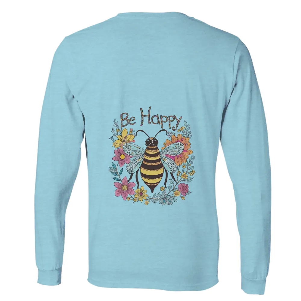 Graphic Tees: Be Happy with Whimsical Bee and Flowers|aunt bee t shirt