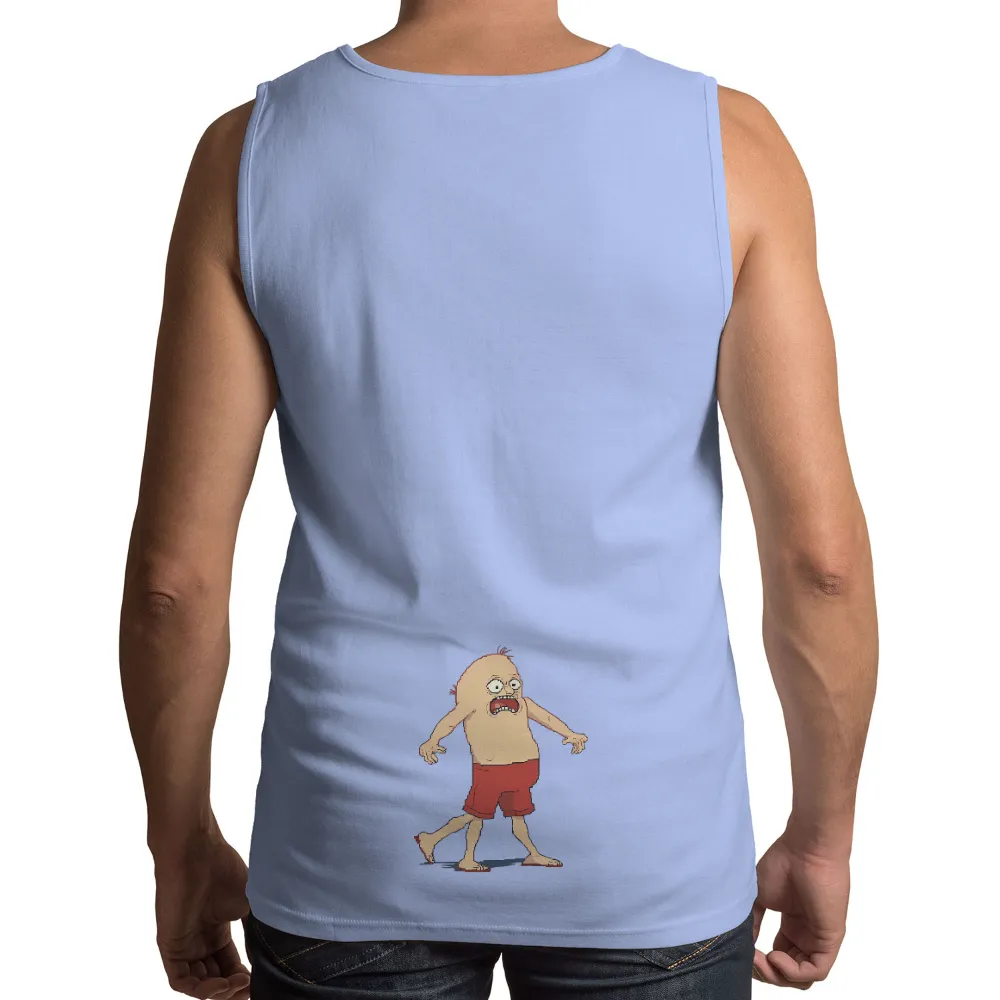 Graphic Tees: Quirky Character in Red Shorts - Funny & Whimsical Design|summer weight button down shirt