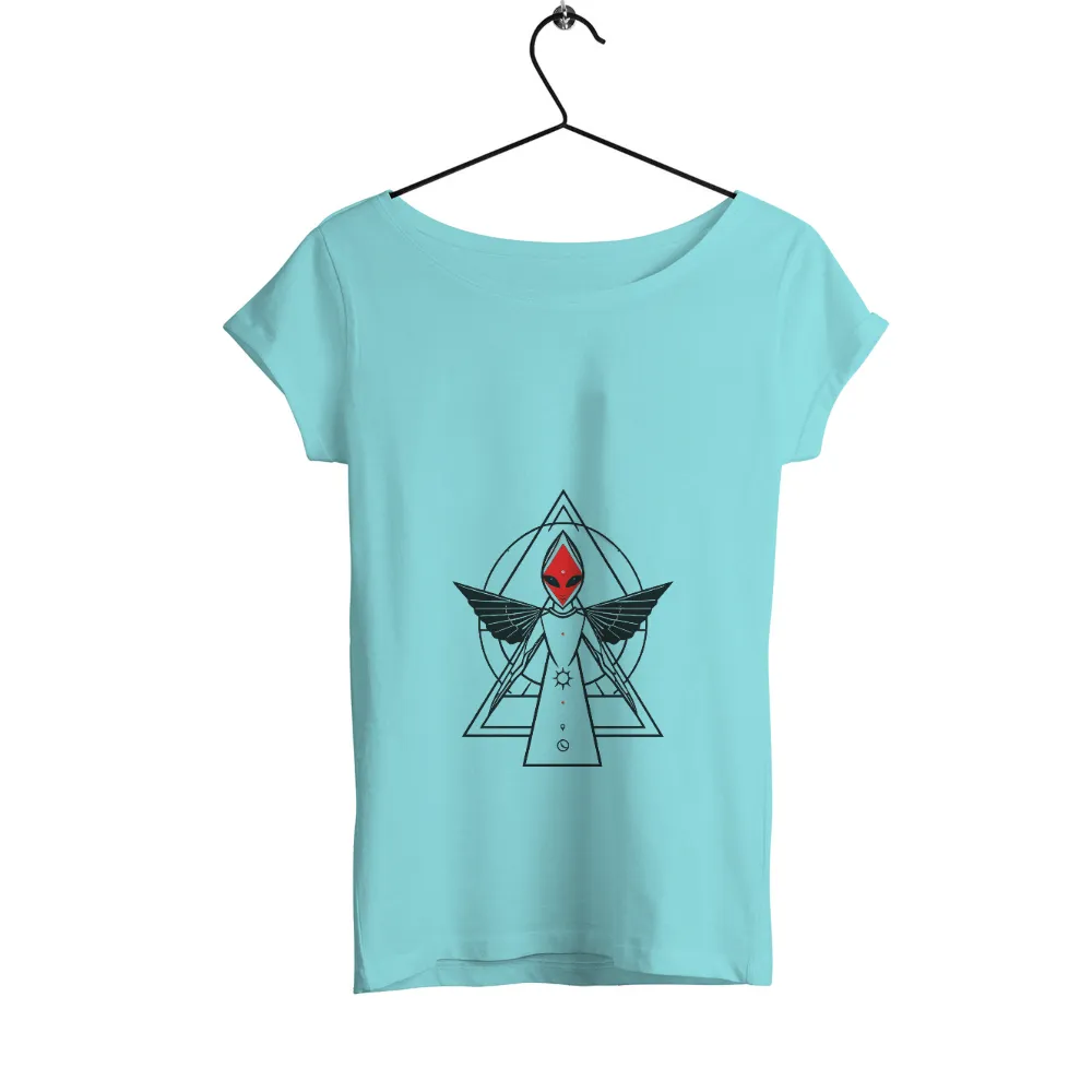 Graphic Tees: Alien Wisdom and Futuristic Wings|Striking red-faced alien