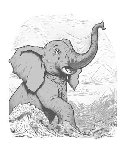 T-Shirt Printing: Elephant Triumphing Over the Stormy Sea