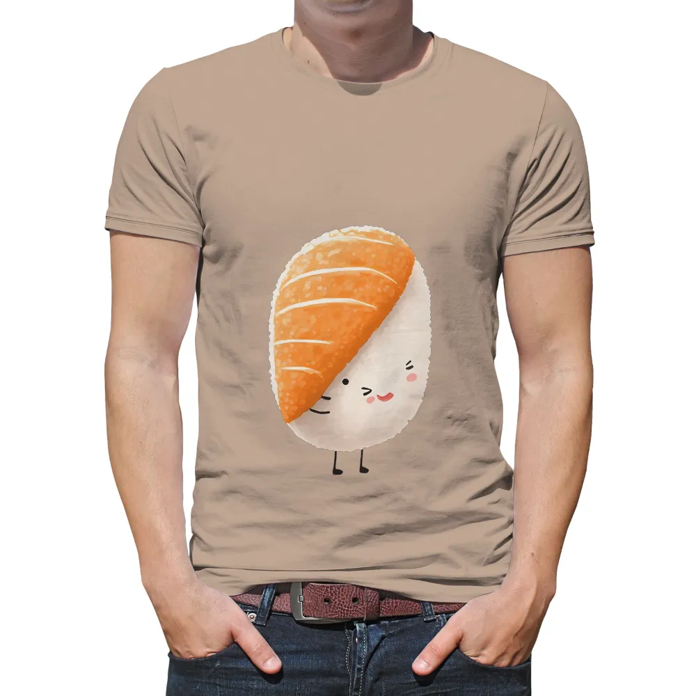 Customized Tee Shirts: Sushi-chan - Cute, Happy, and Adventurous| Sushi-chan with a cheerful face