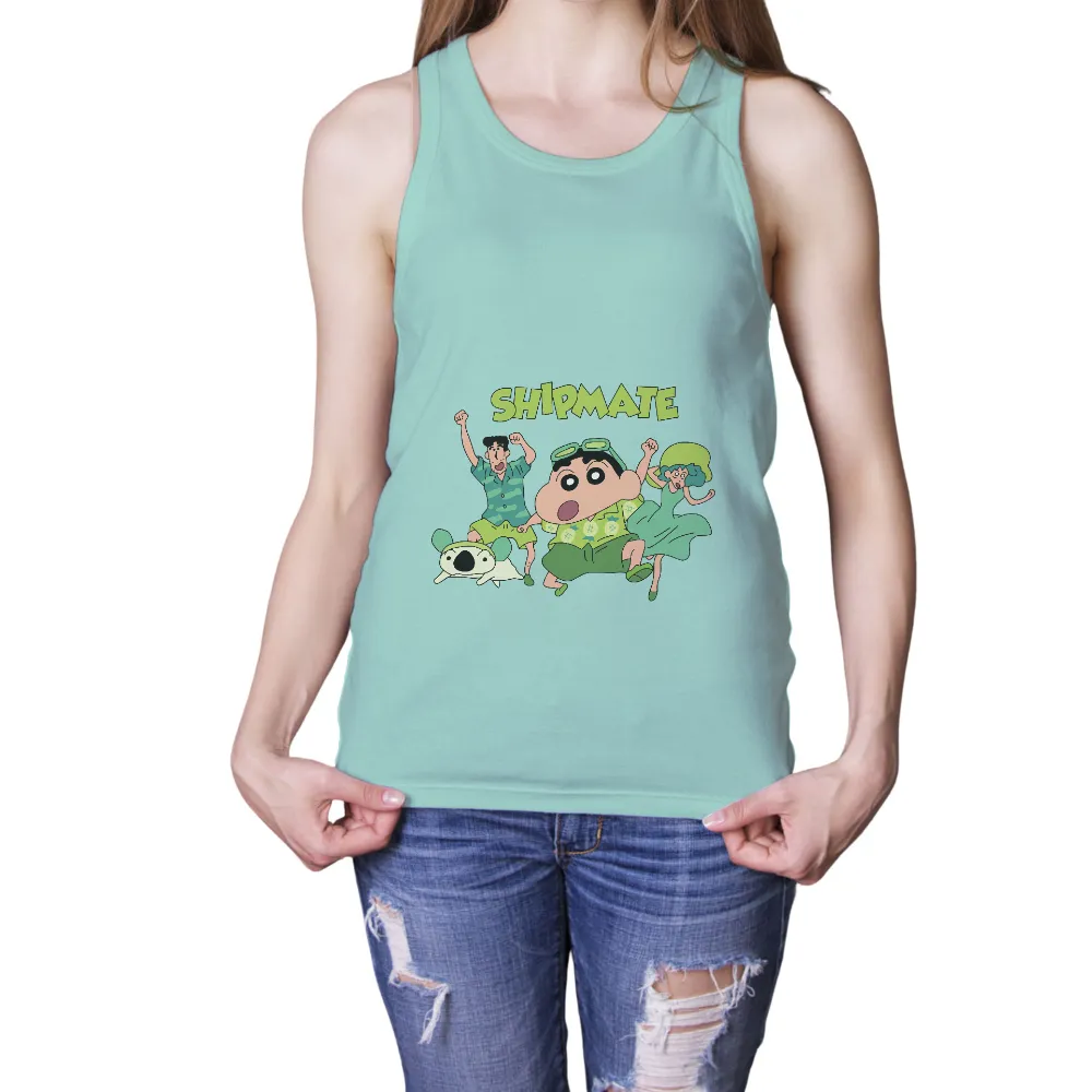 Shirts Graphic Tees: Shipmate Adventure with Friends|black and neon green shirt women's