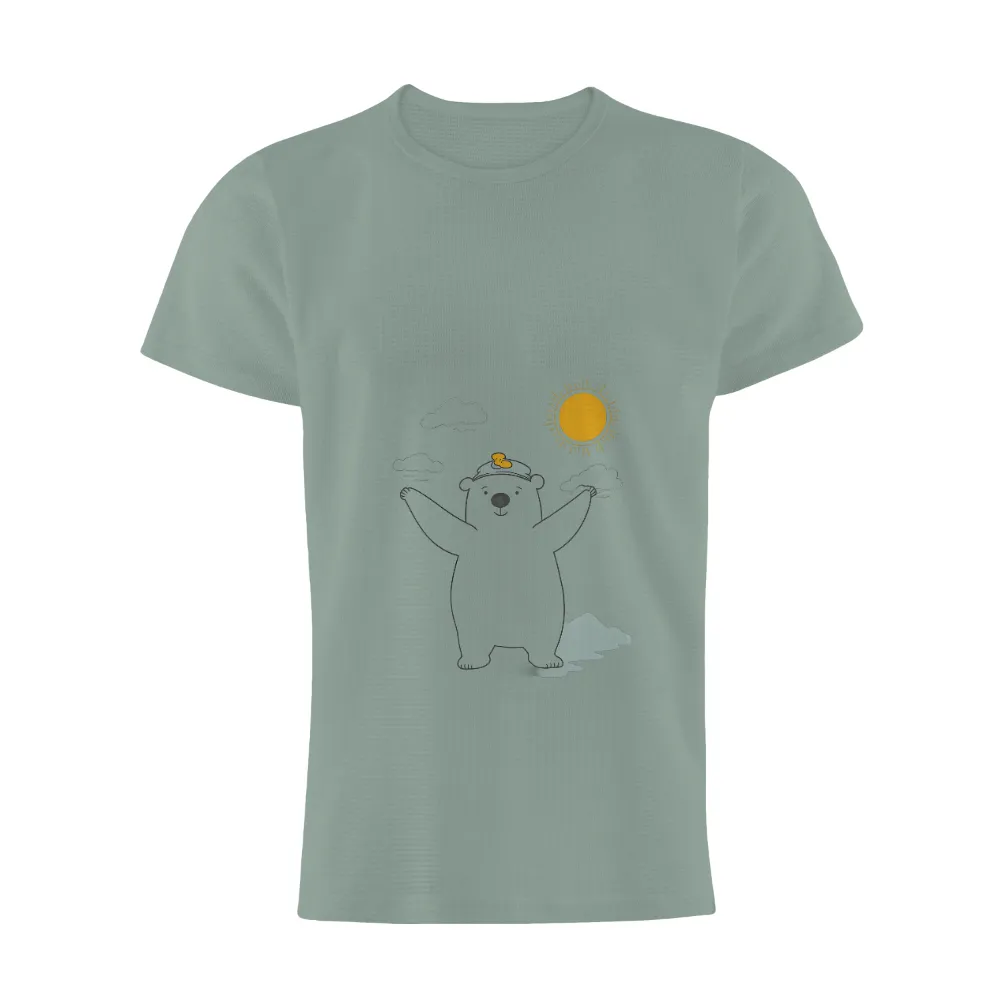 TShirt Printing: Embrace Each Day with Joy - Bear in Sailor Hat|cartoon bear print colorblock oversized tee