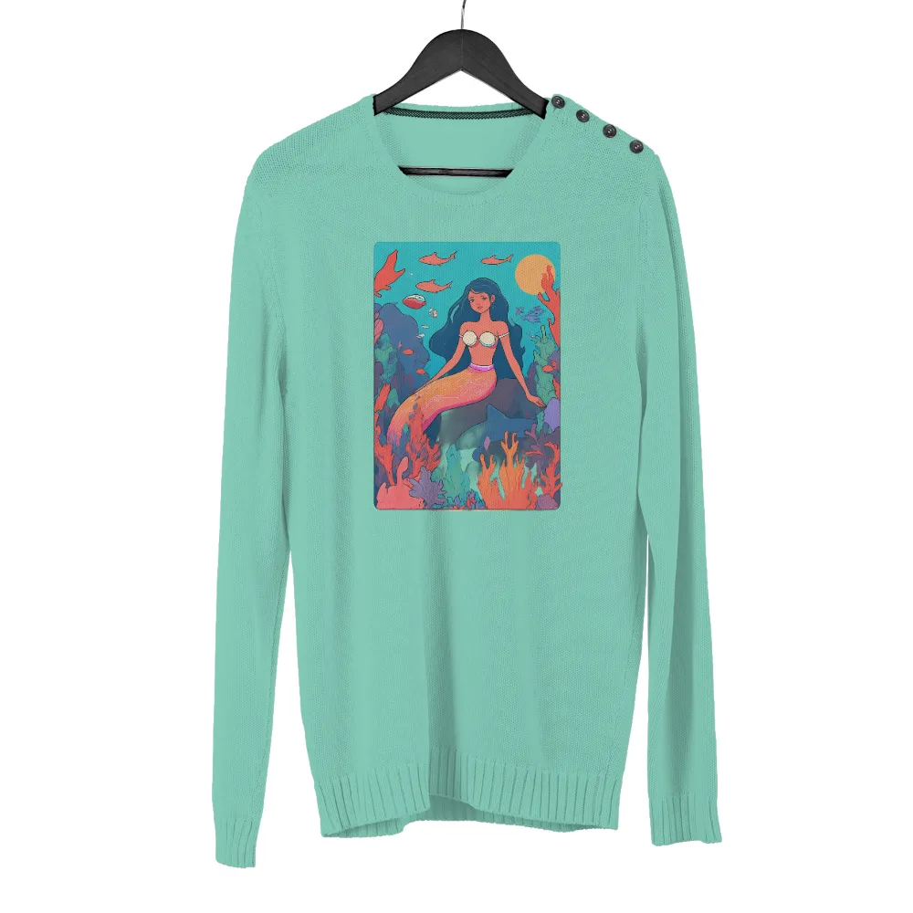 TShirt Design: Mermaid Guardian of the Coral Reefs|men's long sleeve sun protection swim shirts