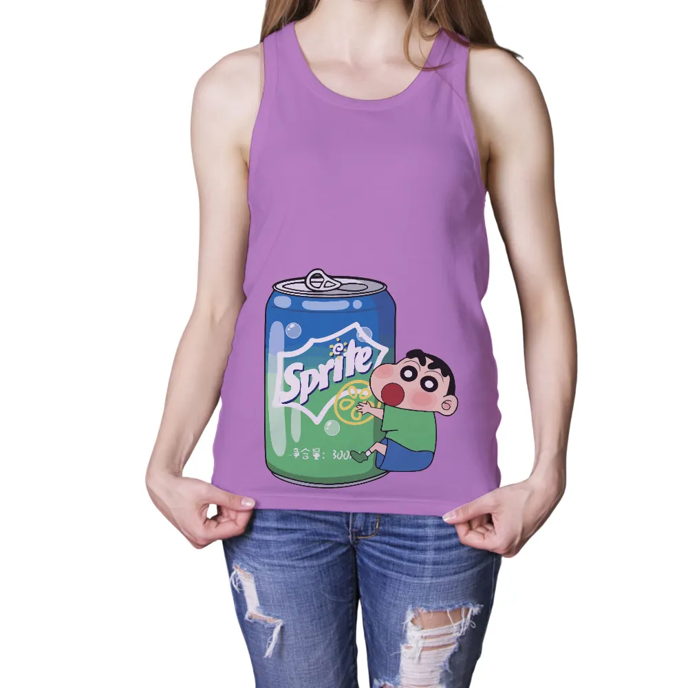 TShirt Design: Childhood Joy with Sprite Can|popular mens summer shirts