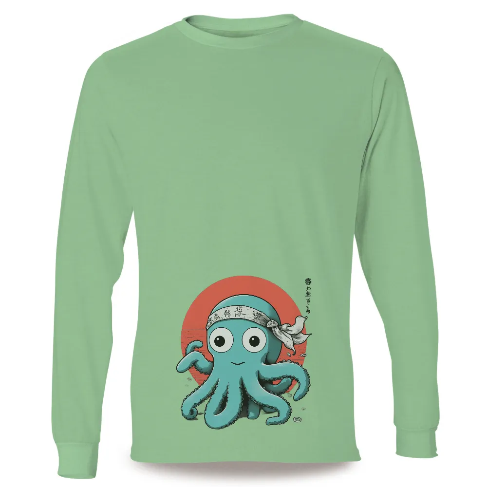 Tee Shirts Printed: Resilient Octopus with Headband - Artistic Design|rebellious hope t shirt black