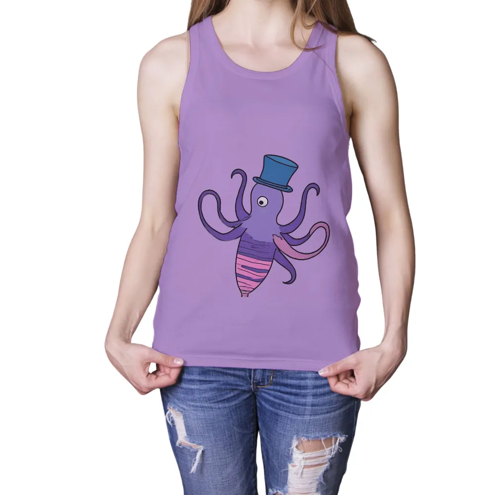 Tee Shirts Printed: Dapper Octopus in Top Hat - Funny & Quirky Design|90s vintage shirts cheap