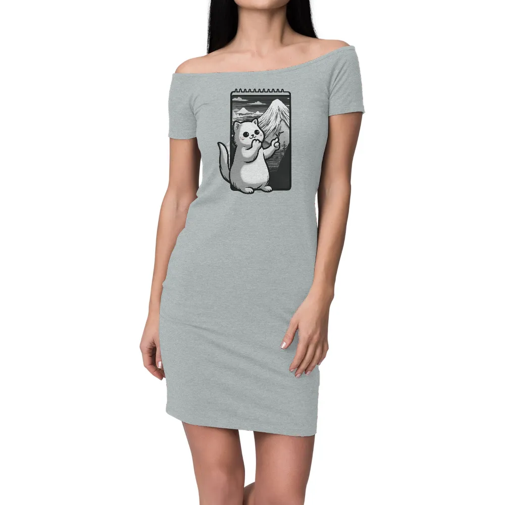 Custom Tee Shirts: Miko's Mountain Sketch - Artistic Cat Design|t shirt roblox cat